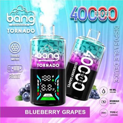 Bang Tornado 40000 Puffs Disposable Vape – 850mAh Battery, 40ml E-liquid, Multiple Nicotine 12 Flavors