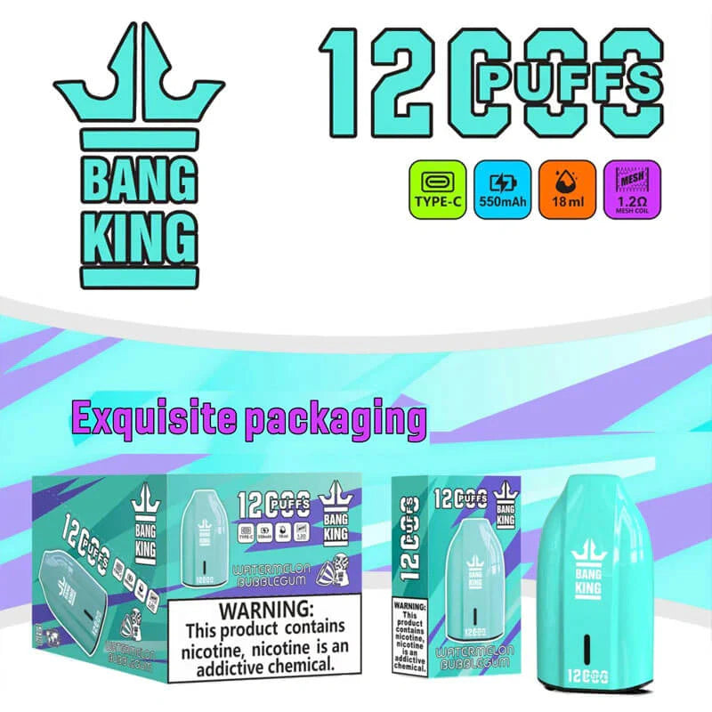 Bang King 12000 Puffs Disposable Vape(0% to 5% Nicotine) - 12ml E-Liquid, 600mAh Battery 12 Flavors
