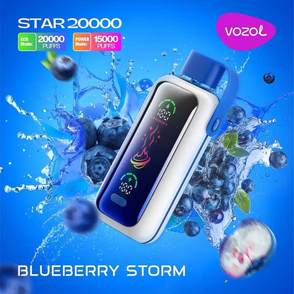 Vozol Star 20K Puffs Disposable Vape | 5% nicotine 24mL Liquid CapacityDual Power Mode with Mirror Screen  650mAh battery 21 flavors