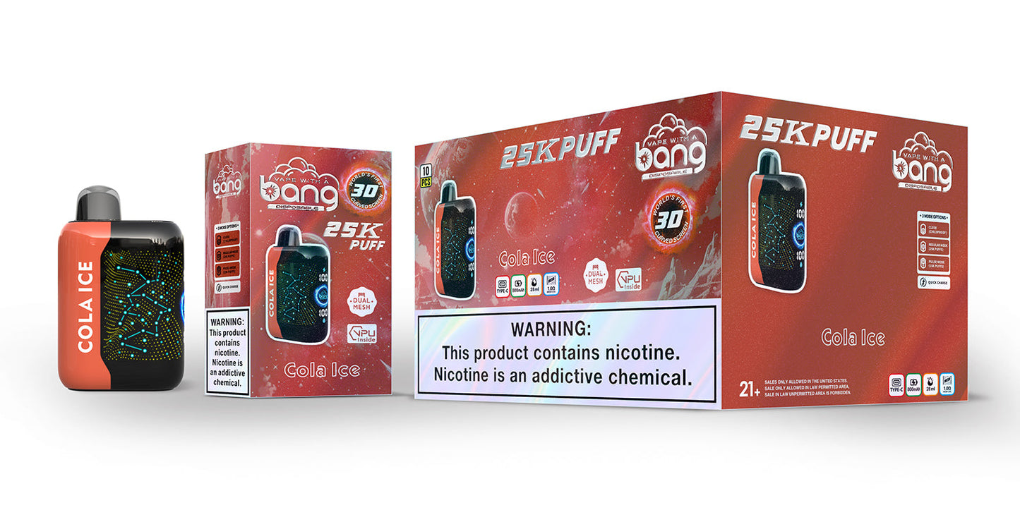 Bang Starry  25000 Puffs 25K Smart Full Screen Turn Ice Wholesale Disposable Vape Puff  Prefilled Pod