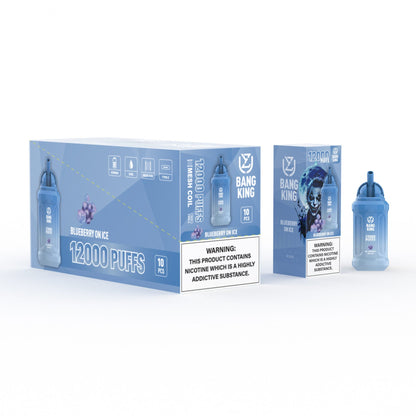 UZY Bang King 12000 Puffs 0% 2% 3% 5% Nicotine Rechargeable Disposable Pod-650mAh Battery, 13ml E-liquid, Multiple Nicotine 12 Flavors