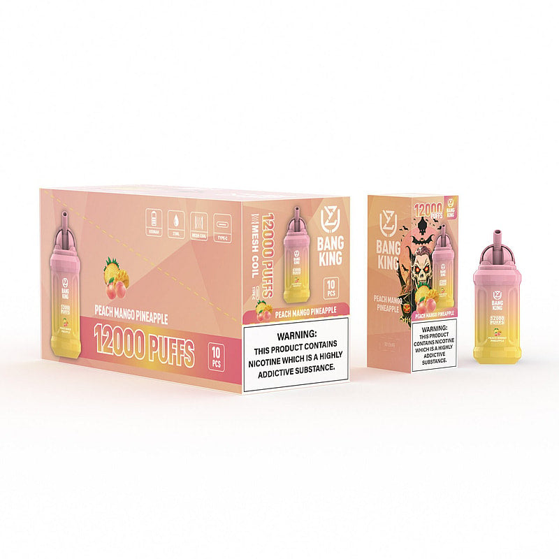 UZY Bang King 12000 Puffs 0% 2% 3% 5% Nicotine Rechargeable Disposable Pod-650mAh Battery, 13ml E-liquid, Multiple Nicotine 12 Flavors