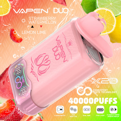 Unleash the Ultimate Experience with VAPEN Duo Twins 40k Puffs Vape– Two Bold Flavors. One Powerful Pod!