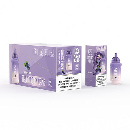 UZY Bang King 12000 Puffs 0% 2% 3% 5% Nicotine Rechargeable Disposable Pod-650mAh Battery, 13ml E-liquid, Multiple Nicotine 12 Flavors