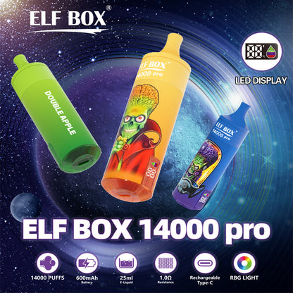 ELF BOX RGB 14000 Puff Disposable Vape 600mAh Battery Mesh coil 1.0ohm RGB-Light+Lanyard