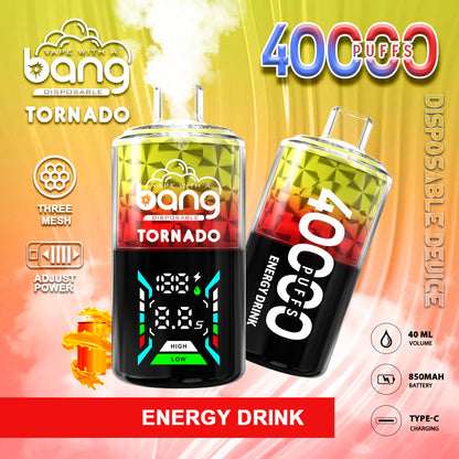 Bang Tornado 40000 Puffs Disposable Vape – 850mAh Battery, 40ml E-liquid, Multiple Nicotine 12 Flavors