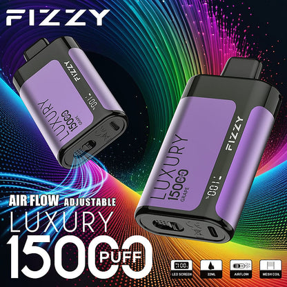Fizzy Luxury 15000 Puffs Disposable Vape | 22ML E-liquid, Mesh Coil, LCD Screen, Adjustable Air Flow
