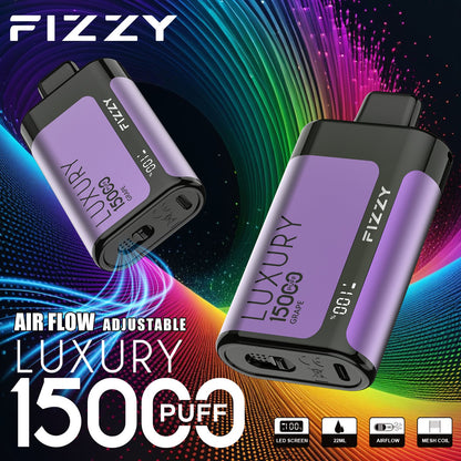 Fizzy Luxury 15000 Puffs Disposable Vape | 22ML E-liquid, Mesh Coil, LCD Screen, Adjustable Air Flow