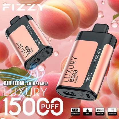 Fizzy Luxury 15000 Puffs Disposable Vape | 22ML E-liquid, Mesh Coil, LCD Screen, Adjustable Air Flow