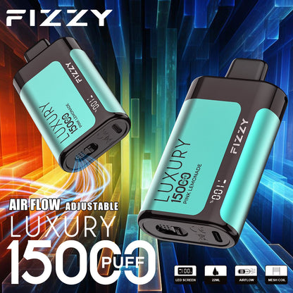 Fizzy Luxury 15000 Puffs Disposable Vape | 22ML E-liquid, Mesh Coil, LCD Screen, Adjustable Air Flow