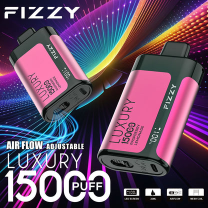 Fizzy Luxury 15000 Puffs Disposable Vape | 22ML E-liquid, Mesh Coil, LCD Screen, Adjustable Air Flow