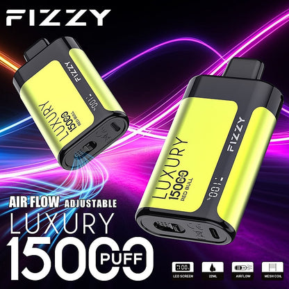 Fizzy Luxury 15000 Puffs Disposable Vape | 22ML E-liquid, Mesh Coil, LCD Screen, Adjustable Air Flow