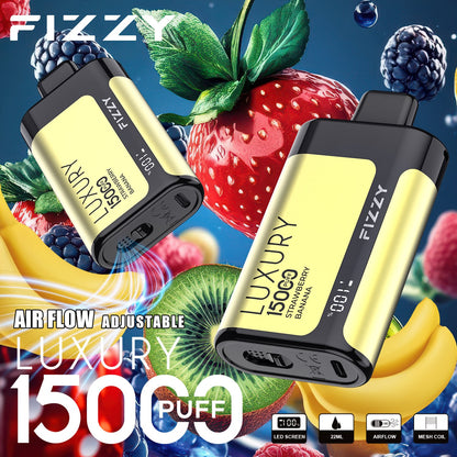 Fizzy Luxury 15000 Puffs Disposable Vape | 22ML E-liquid, Mesh Coil, LCD Screen, Adjustable Air Flow