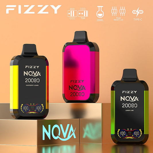 Fizzy Nova 20000 Puffs Disposable Vape | Dual Mesh Coil, 28ML E-liquid, LCD Screen, Eco/Turbo Mode