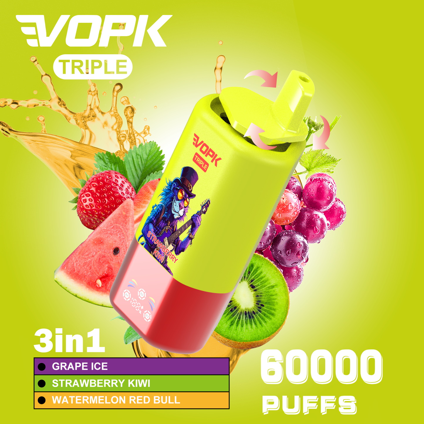 Vopk Triple 60000 60k Puffs 3 in 1 Flavors Disposable Vape with Smart Screen