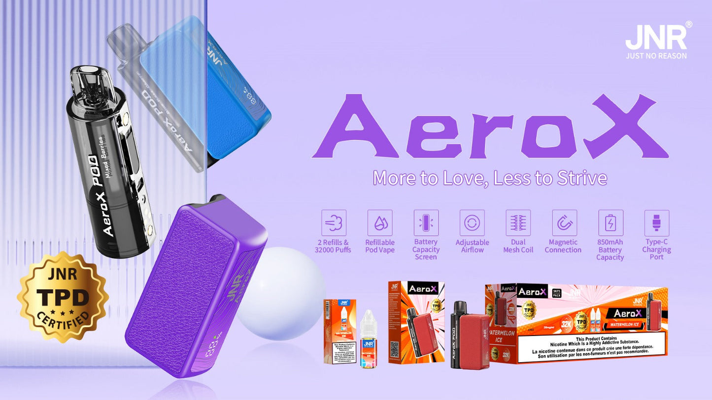 JNR Aero X 32000 puffs-850mAh Battery, 40ml E-liquid, Multiple Nicotine 12 Flavors