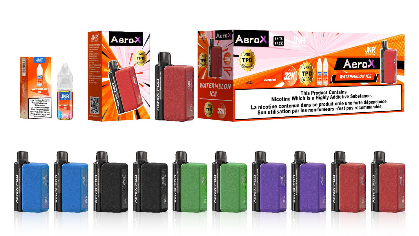 JNR Aero X 32000 puffs-850mAh Battery, 40ml E-liquid, Multiple Nicotine 12 Flavors