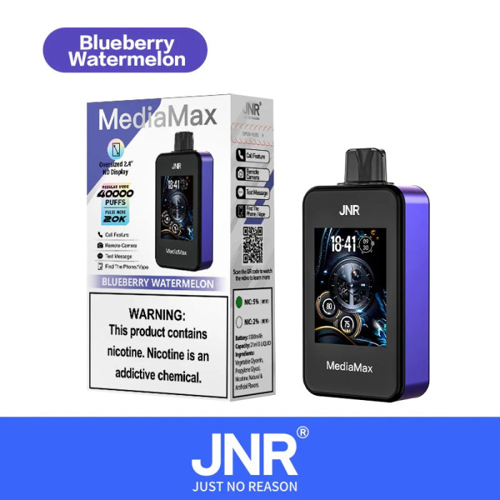 JNR MediaMax 40000 Puffs Disposable Vape Wholesale  5% nicotine 21ml e-liquid  1000 mah Battery 10 flavors