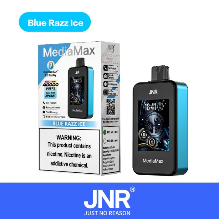 JNR MediaMax 40000 Puffs Disposable Vape Wholesale  5% nicotine 21ml e-liquid  1000 mah Battery 10 flavors