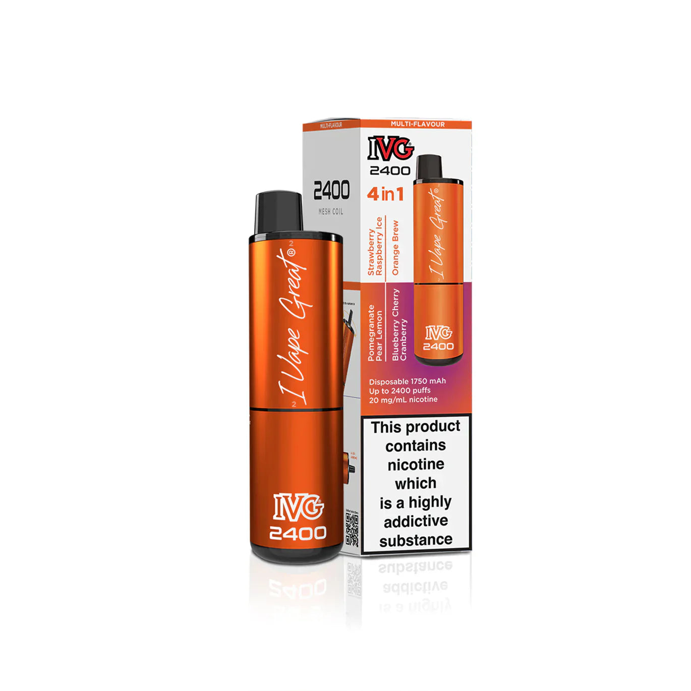 IVG 2400  MULTI FLAVOUR EDITION Disposable Vape lodging 4 x 2ml units 20 mg TPD