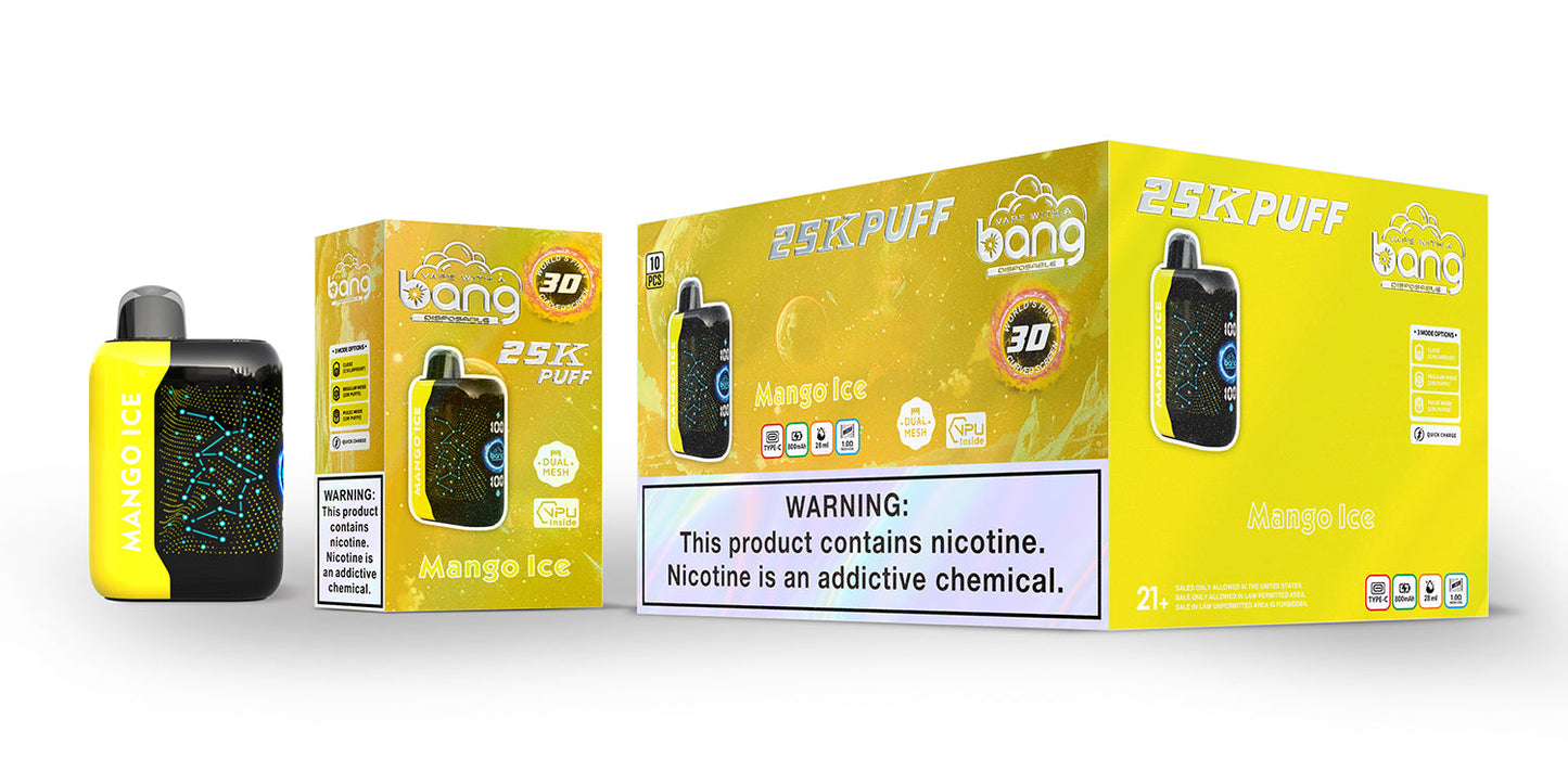 Bang Starry  25000 Puffs 25K Smart Full Screen Turn Ice Wholesale Disposable Vape Puff  Prefilled Pod