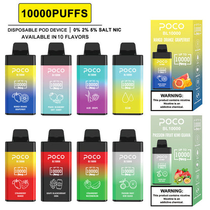 POCO BL10000 Puffs - 20mL, 5% Nic Salt, 15 Flavors, Airflow Control