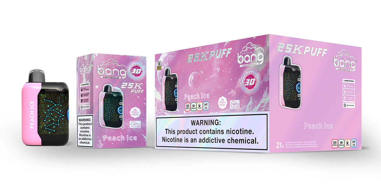 Bang Starry  25000 Puffs 25K Smart Full Screen Turn Ice Wholesale Disposable Vape Puff  Prefilled Pod