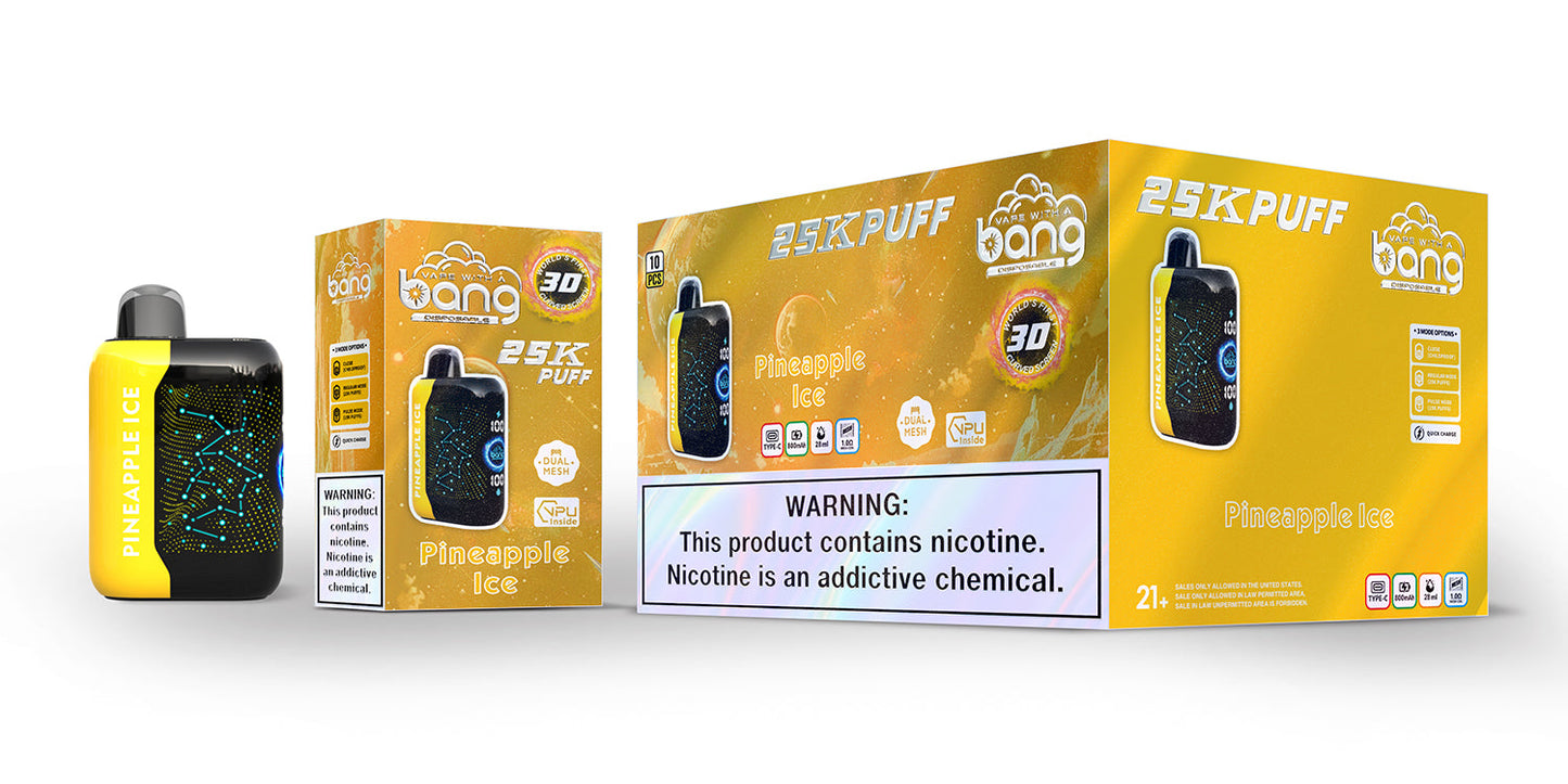 Bang Starry  25000 Puffs 25K Smart Full Screen Turn Ice Wholesale Disposable Vape Puff  Prefilled Pod