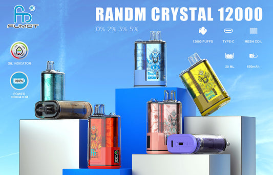 Fumot Randm Crystal 12k Puff Electronic Cigarette Disposable Vape 12000 Puffs With Power Indicator