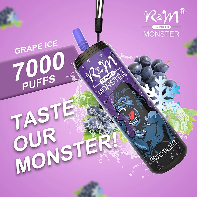 R&M Monster 7000 Puffs  5% Nicotine Rechargeable Disposable vape
