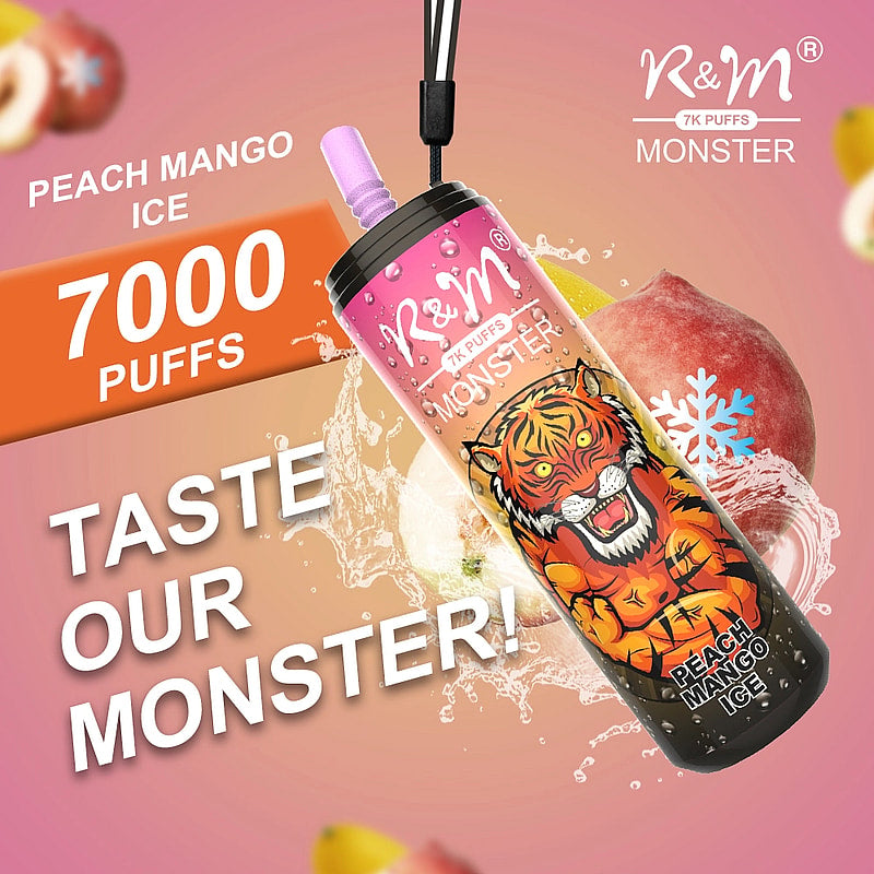 R&M Monster 7000 Puffs  5% Nicotine Rechargeable Disposable vape