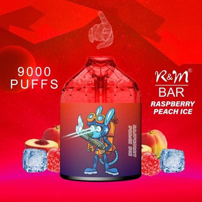 R&M BAR 9000 Puffs 0% 2% 3% 5% Nicotine Rechargeable Disposable vape