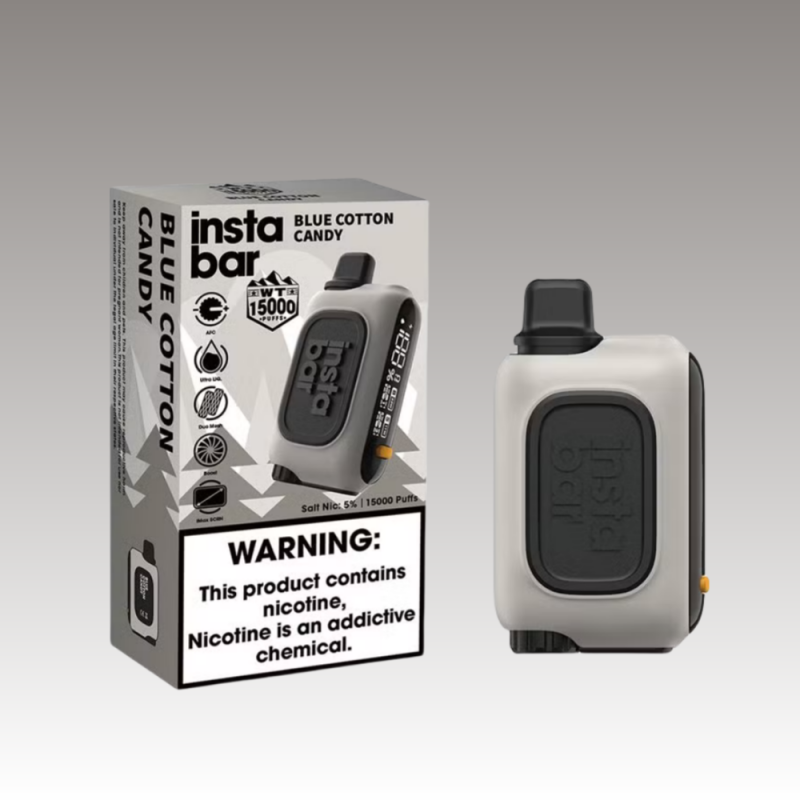 Rechargeable Insta Bar WT15000 Puffs Mesh Coil Disposable Vape 3% Nicotine-650mAh Battery, 20ml E-liquid, Multiple Nicotine 10 Flavors
