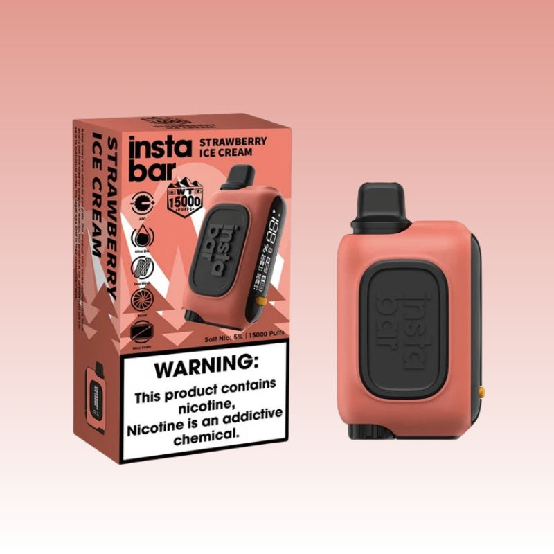 Rechargeable Insta Bar WT15000 Puffs Mesh Coil Disposable Vape 3% Nicotine-650mAh Battery, 20ml E-liquid, Multiple Nicotine 10 Flavors