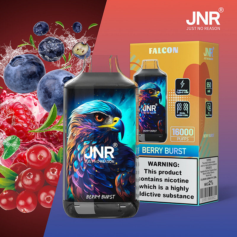 JNR FALON 16000 16K Puffs Original Edition Rechargeable Disposable Vape-850mAh Battery, 22ml E-liquid, Multiple Nicotine 27 Flavors