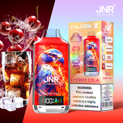 JNR FALCON X 18000 18k Puffs LED Display Hot Sale Disposable Vape-950mAh Battery, 24ml E-liquid, Multiple Nicotine 29 Flavors