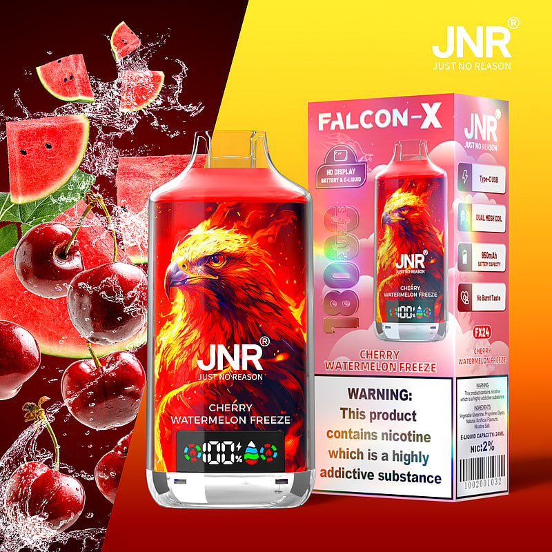 JNR FALCON X 18000 18k Puffs LED Display Hot Sale Disposable Vape-950mAh Battery, 24ml E-liquid, Multiple Nicotine 29 Flavors