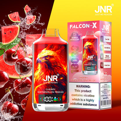 JNR FALCON X 18000 18k Puffs LED Display Hot Sale Disposable Vape-950mAh Battery, 24ml E-liquid, Multiple Nicotine 29 Flavors
