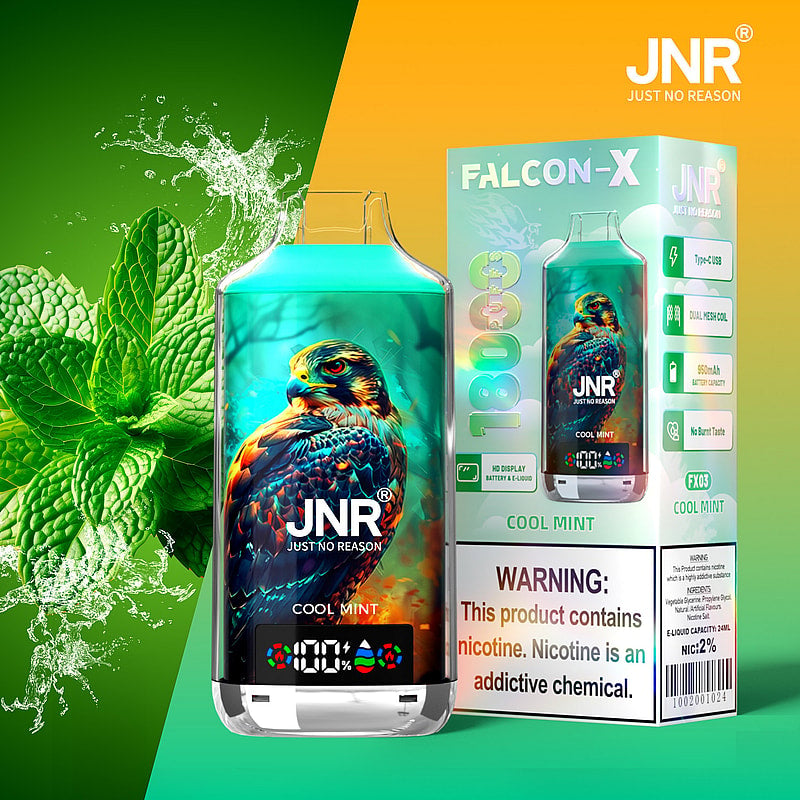 JNR FALCON X 18000 18k Puffs LED Display Hot Sale Disposable Vape-950mAh Battery, 24ml E-liquid, Multiple Nicotine 29 Flavors