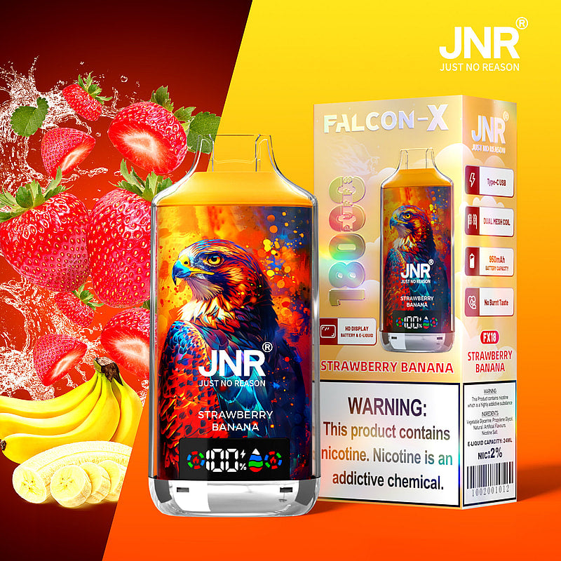 JNR FALCON X 18000 18k Puffs LED Display Hot Sale Disposable Vape-950mAh Battery, 24ml E-liquid, Multiple Nicotine 29 Flavors