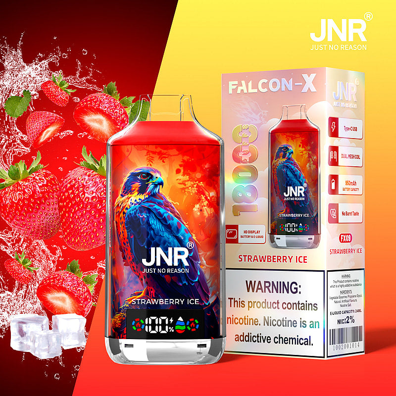 JNR FALCON X 18000 18k Puffs LED Display Hot Sale Disposable Vape-950mAh Battery, 24ml E-liquid, Multiple Nicotine 29 Flavors