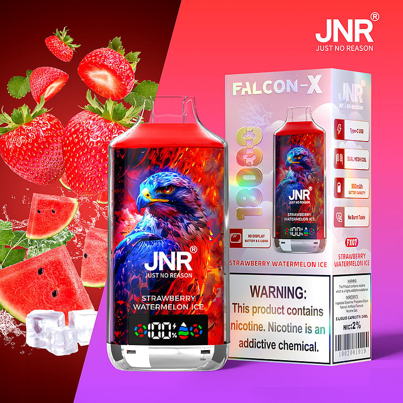 JNR FALCON X 18000 18k Puffs LED Display Hot Sale Disposable Vape-950mAh Battery, 24ml E-liquid, Multiple Nicotine 29 Flavors
