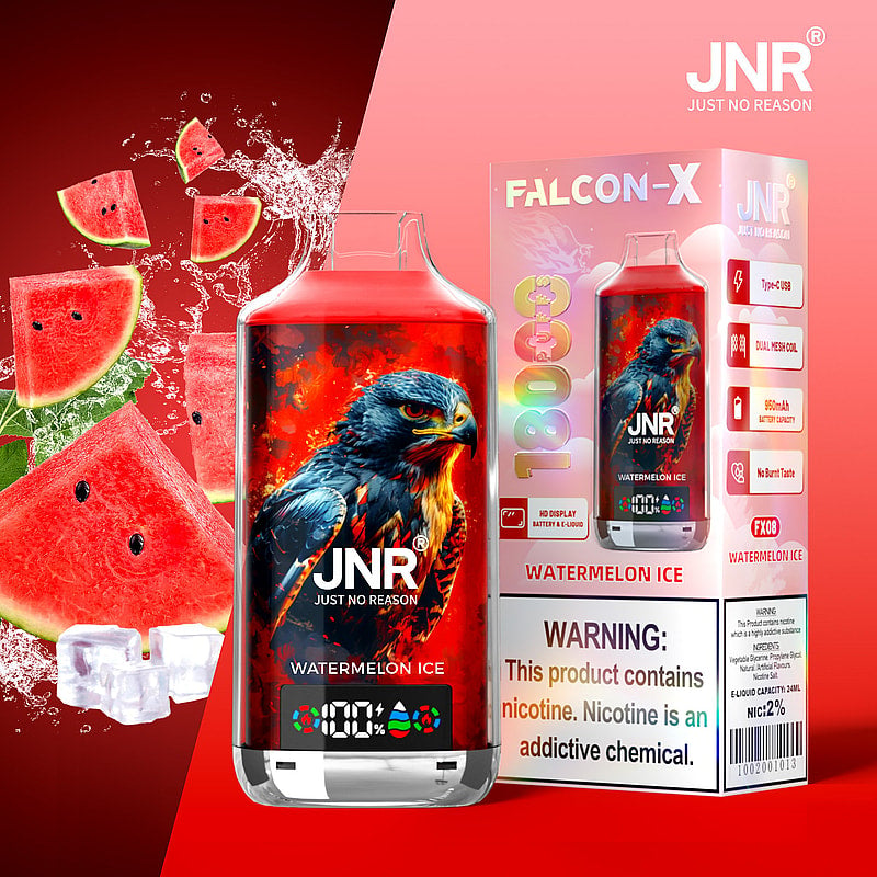 JNR FALCON X 18000 18k Puffs LED Display Hot Sale Disposable Vape-950mAh Battery, 24ml E-liquid, Multiple Nicotine 29 Flavors