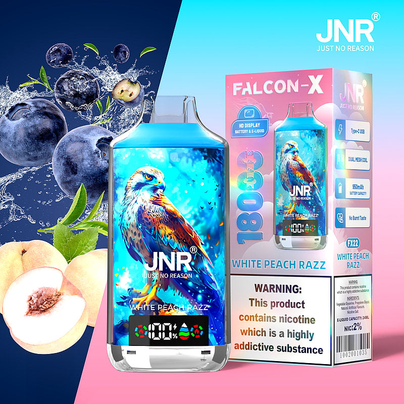 JNR FALCON X 18000 18k Puffs LED Display Hot Sale Disposable Vape-950mAh Battery, 24ml E-liquid, Multiple Nicotine 29 Flavors