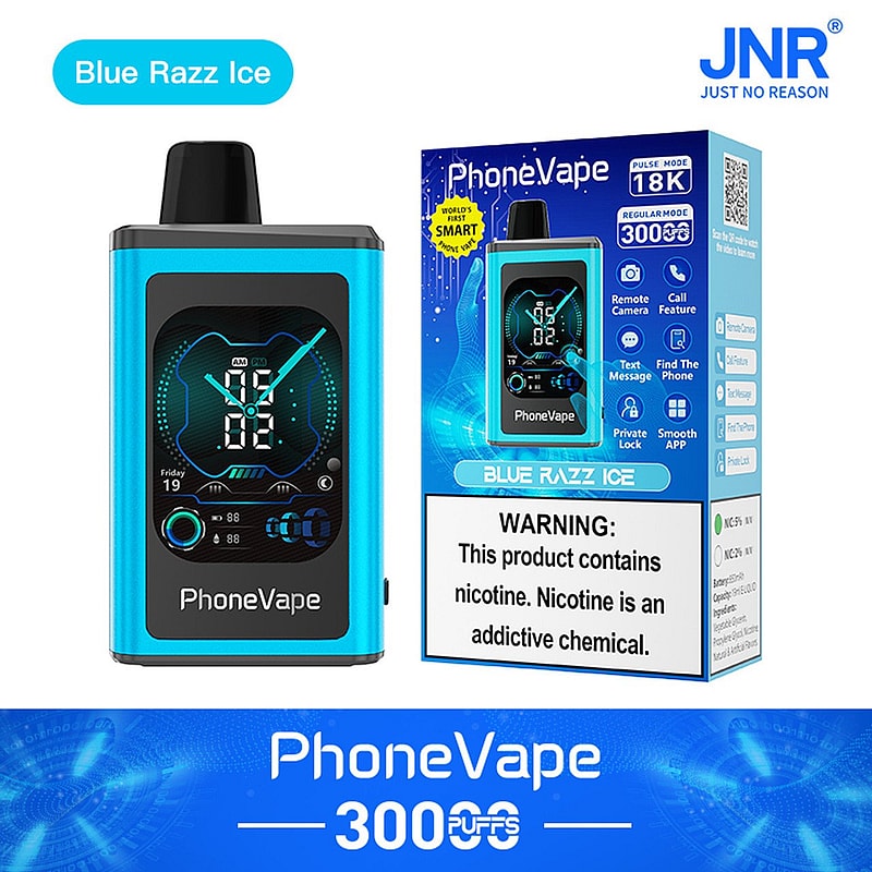JNR Phone Vape 30000 30K Puffs Latest Smart Disposable Vape-1000mAh Battery, 19ml E-liquid, Multiple Nicotine 10 Flavors