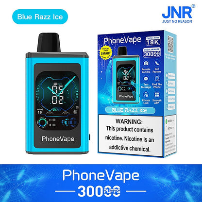 JNR Phone Vape 30000 30K Puffs Latest Smart Disposable Vape-1000mAh Battery, 19ml E-liquid, Multiple Nicotine 10 Flavors