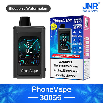 JNR Phone Vape 30000 30K Puffs Latest Smart Disposable Vape-1000mAh Battery, 19ml E-liquid, Multiple Nicotine 10 Flavors