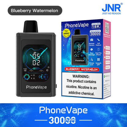 JNR Phone Vape 30000 30K Puffs Latest Smart Disposable Vape-1000mAh Battery, 19ml E-liquid, Multiple Nicotine 10 Flavors