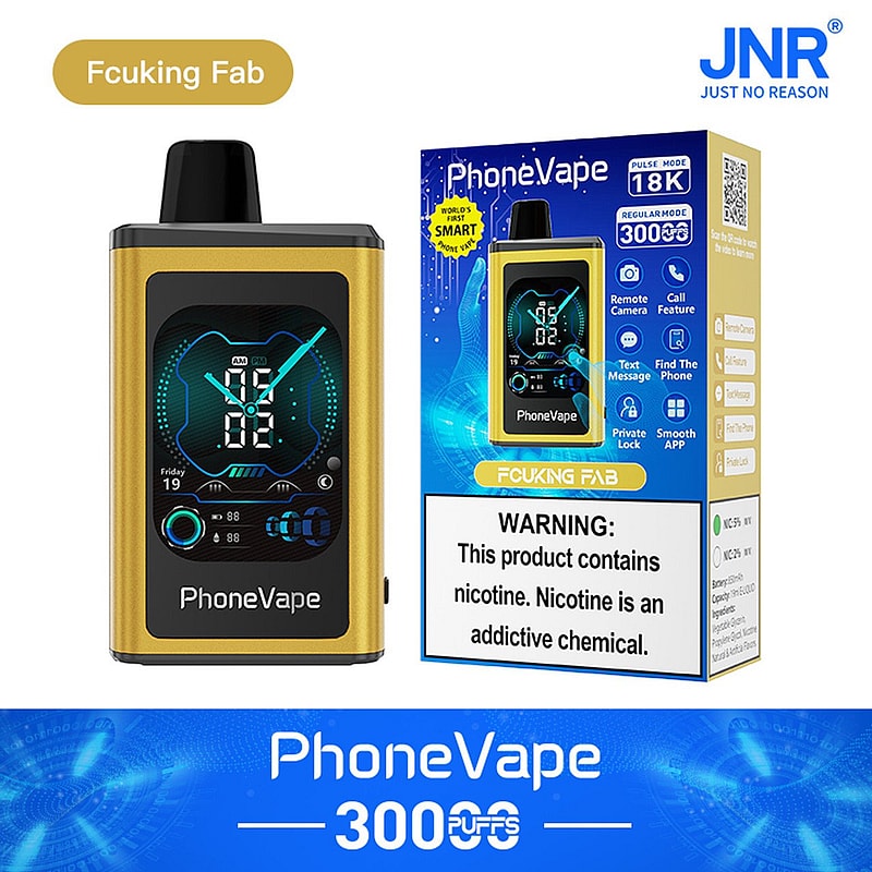 JNR Phone Vape 30000 30K Puffs Latest Smart Disposable Vape-1000mAh Battery, 19ml E-liquid, Multiple Nicotine 10 Flavors