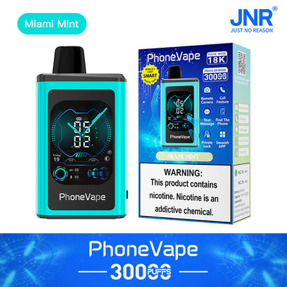 JNR Phone Vape 30000 30K Puffs Latest Smart Disposable Vape-1000mAh Battery, 19ml E-liquid, Multiple Nicotine 10 Flavors
